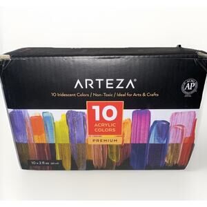 Arteza Iridescent Acrylic Paint Set 10 Galaxy Tones, Shimmer Water-Based